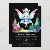 愛らしいキッズフェアリー誕生日 招待状 (正面/裏面)