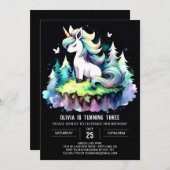 愛らしいキッズホース誕生日 招待状 (正面/裏面)