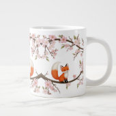愛らしいキツネが咲き乱れるさくらんぼ – ジャンボスペシャル ジャンボコーヒーマグカップ (右)
