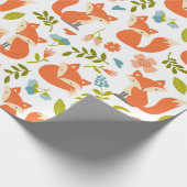 愛らしいキツネとフローラ包装紙 ラッピングペーパー (角)