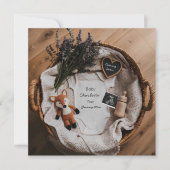 愛らしいキツネとラバンダー妊娠のお知らせ シーズンカード (正面)