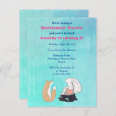 愛らしいキツネと図解入りの、写真付きのうさぎ誕生会 招待状 (正面/裏面)