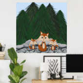 愛らしいキツネの家族 ポスター (ホームオフィス)