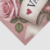 愛らしいキツネイラストレーションとバラ 薄葉紙 (詳細)