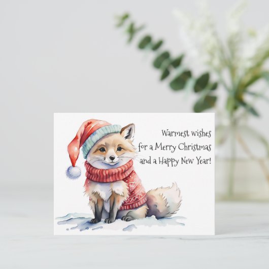 愛らしいキツネインフェスティバルセータークリスマス シーズンポストカード (スタンド正面)