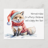 愛らしいキツネインフェスティバルセータークリスマス シーズンポストカード (正面)