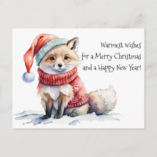愛らしいキツネインフェスティバルセータークリスマス シーズンポストカード (正面)