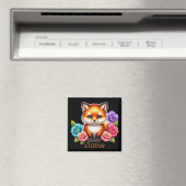 愛らしいキツネクブとカラフルバラ マグネット (インサイチュ (食洗機))