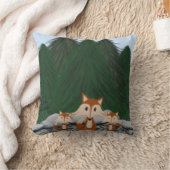 愛らしいキツネファミリー クッション (ブランケット)