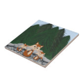 愛らしいキツネファミリー タイル (側面)