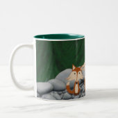 愛らしいキツネファミリー ツートーンマグカップ (左)