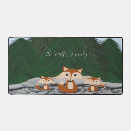 愛らしいキツネファミリー デスクマット (正面)