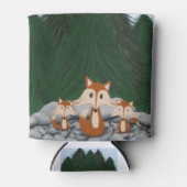 愛らしいキツネファミリー 缶クーラー (正面)