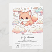 愛らしいキツネベビーシャワー 招待状 (正面/裏面)