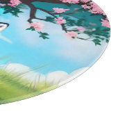 愛らしいキツネ木の下に座って カッティングボード (角)