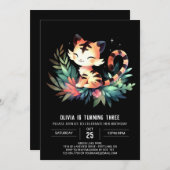 愛らしいキャッスルタイガー誕生日 招待状 (正面/裏面)