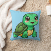 愛らしいキャラクターのカメがにっこり クッション (ブランケット)