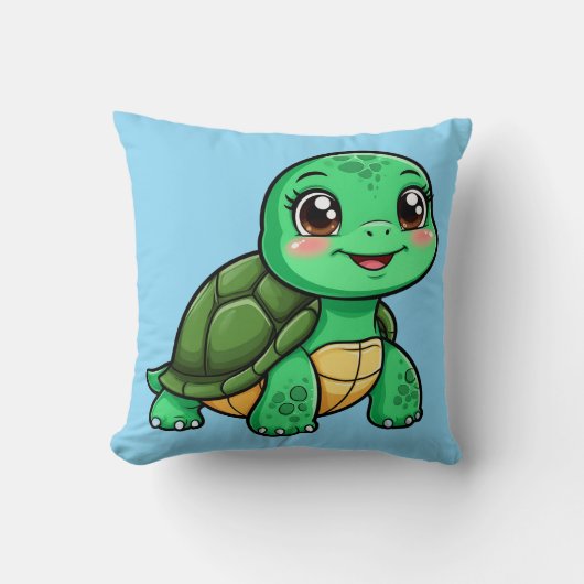 愛らしいキャラクターのカメがにっこり クッション (正面)
