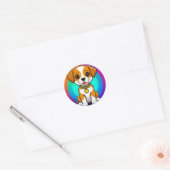 愛らしいキャラクターの子犬 ラウンドシール (封筒)