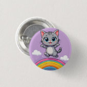 愛らしいキャラクターの子猫が楽しそうにジャンプ 缶バッジ (正面&裏面)