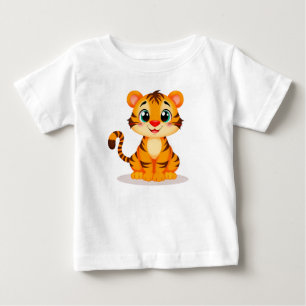愛らしいキャラクターの赤ちゃんトラ ベビーTシャツ