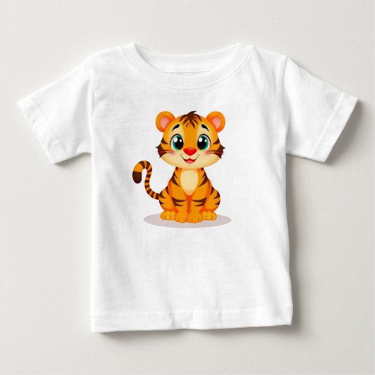 愛らしいキャラクターの赤ちゃんトラ ベビーTシャツ (正面)