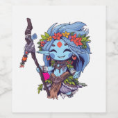 愛らしいキャラクターイラストレーション ワインラベル (シングルラベル)