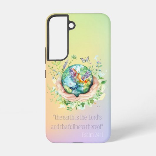 愛らしいキリスト教の虹の手 花の地球と鳩 SAMSUNG GALAXYケース (裏面)