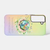 愛らしいキリスト教の虹の手 花の地球と鳩 SAMSUNG GALAXYケース (裏面横)