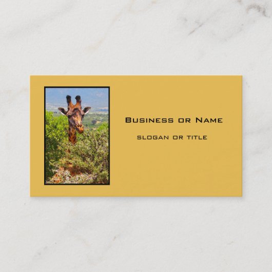 愛らしいキリンが木々の上で頭を突き出した 名刺 (正面)