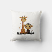 愛らしいキリンとサルの友人の子供 クッション (正面)