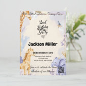 愛らしいキリンとゾウの誕生日 招待状 (スタンド正面)