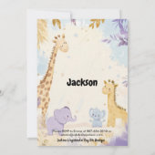 愛らしいキリンとゾウの誕生日 招待状 (裏面)