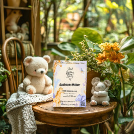 愛らしいキリンとゾウの誕生日 招待状