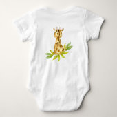 愛らしいキリンのジャングルサファリフロントとバックビュー ベビーボディスーツ (裏面)