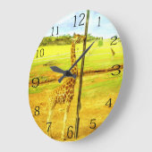 愛らしいキリンの水彩画 ラージ壁時計 (傾斜)