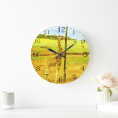 愛らしいキリンの水彩画 ラージ壁時計 (ホーム)