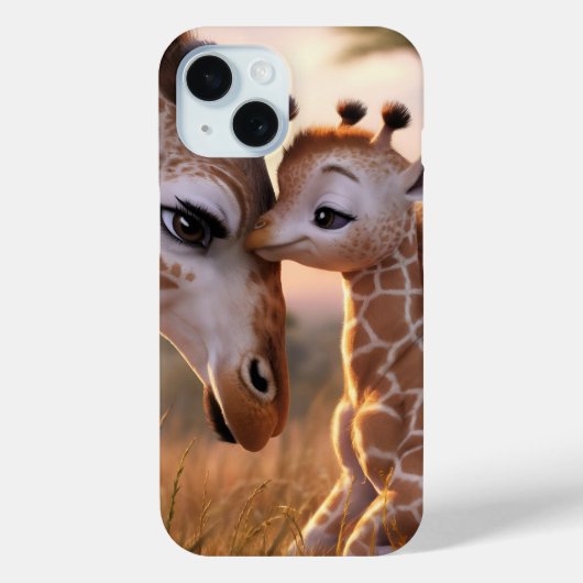 愛らしいキリンキス:ベビー&マムボンド Case-Mate iPhoneケース (裏面)
