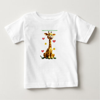 「愛らしいキリンベビーティー」 ベビーTシャツ
