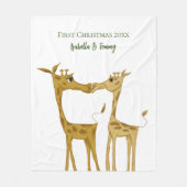 愛らしいキリン好き フリースブランケット (正面)