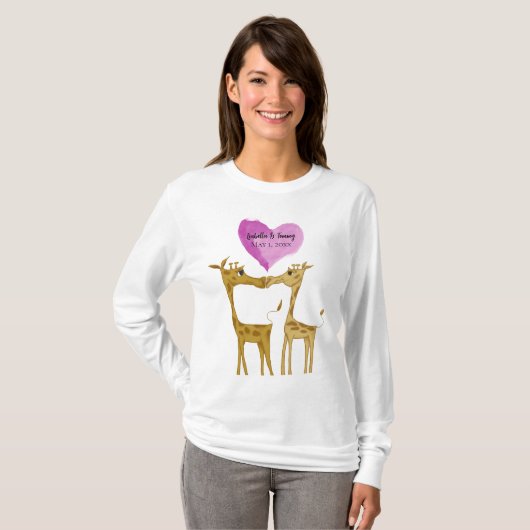 愛らしいキリン好き Tシャツ (正面フル)