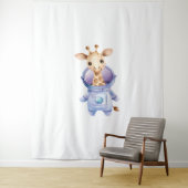 愛らしいキリン宇宙飛行士イラストレーションクラシックT- タペストリー (インサイチュ)