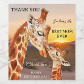 愛らしいキリン母の日 ワインラベル (シングルラベル)