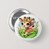 愛らしいキリン走の喜び 缶バッジ (正面&裏面)