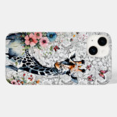 愛らしいキリン野草蝶とレース Case-Mate iPhoneケース (裏面 (横))