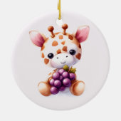 愛らしいキリン 赤ちゃんの最初のクリスマス セラミックオーナメント (裏面)