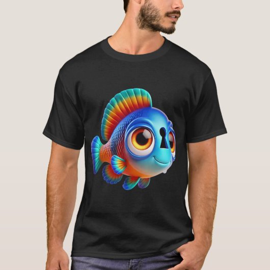 愛らしいキーホールシクリッドの魚 Tシャツ (正面)