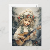 愛らしいギターの少女 シーズンポストカード (正面/裏面)