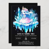 愛らしいクイーンプリンセス誕生日 招待状 (正面/裏面)