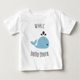 愛らしいクジラ(健康な)こんにちはそこに! ベビーTシャツ